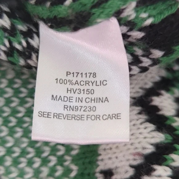 Absolutely Famous Button Up Acrylic Cardigan Christmas Sweater MEDIUM Black Red - Picture 4 of 16